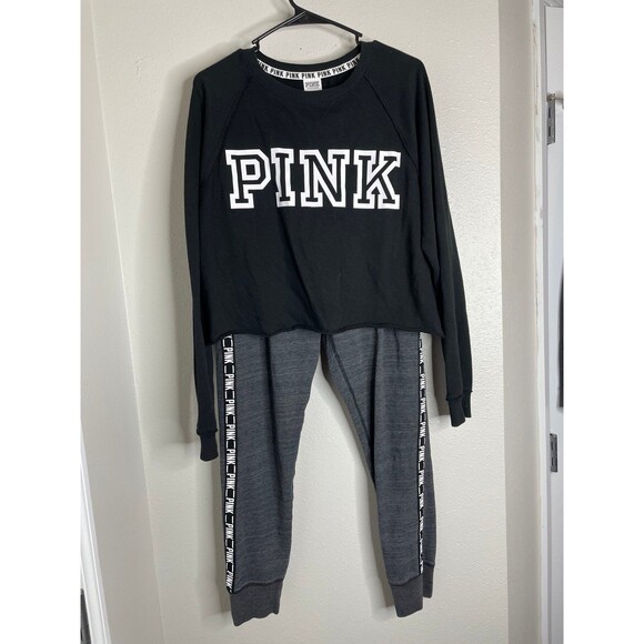 PINK Other - PINK Victoria’s Secret Lounge Set Sweater & Joggers Women’s Black Gray Size M